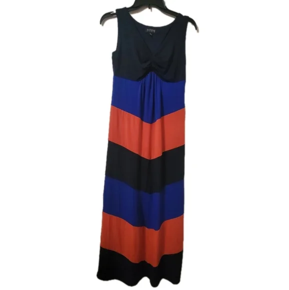Enfocus Studio | Dresses | Enfocus Studio Maxi Dress Black Blue Orange  Colorblock Sleeveless